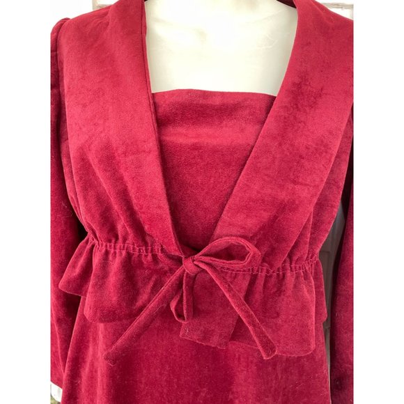 Vintage 1970s Burgundy red Maxi Dress with jacket Faux suede look - Picture 9 of 11